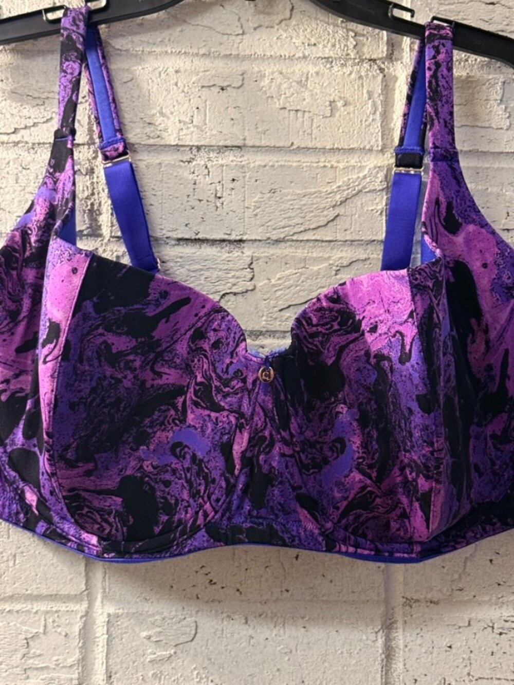 Cacique 44I Purple Marble Print Underwire Bra Full Coverage Plus Size Lingerie
